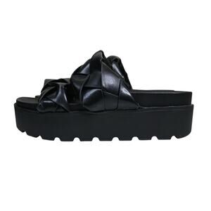 Bella Marie Womens 8 Mollie Black Woven Platform Sandal